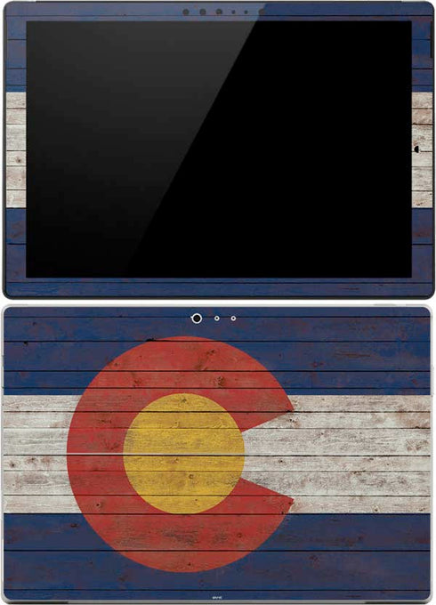 Colorado Flag Dark Wood Surface Pro 4 Skin